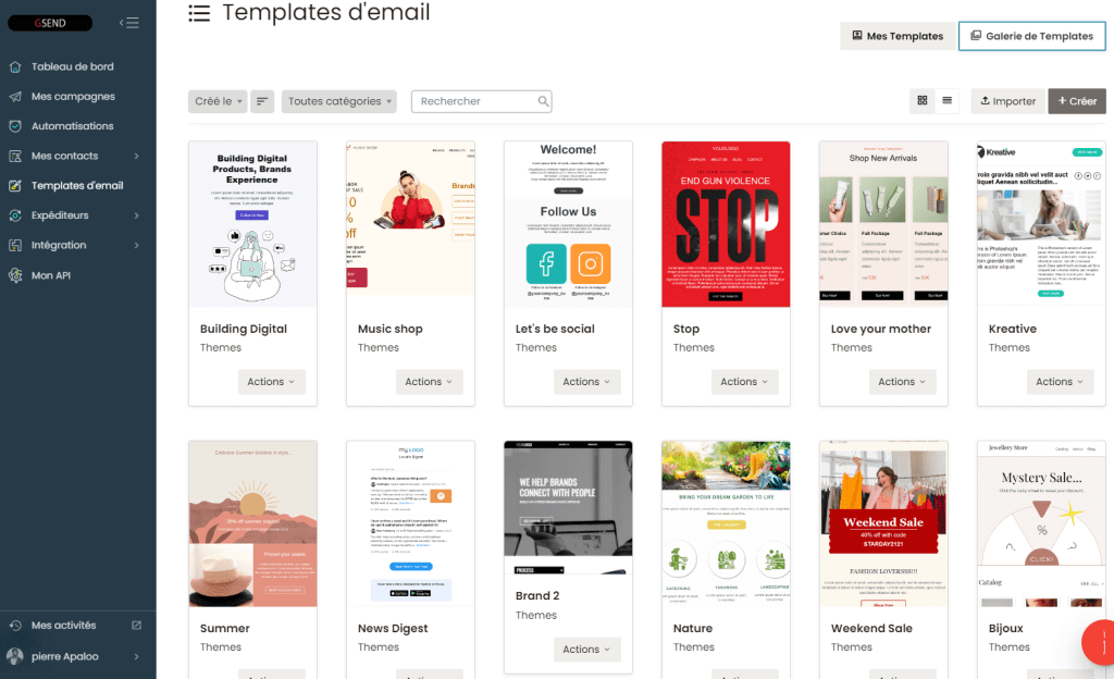 Templates emails professionnels Gsend