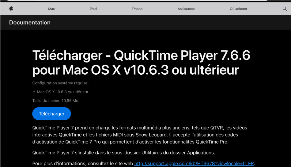 QuickTime Player, pour les utilisateurs de Mac