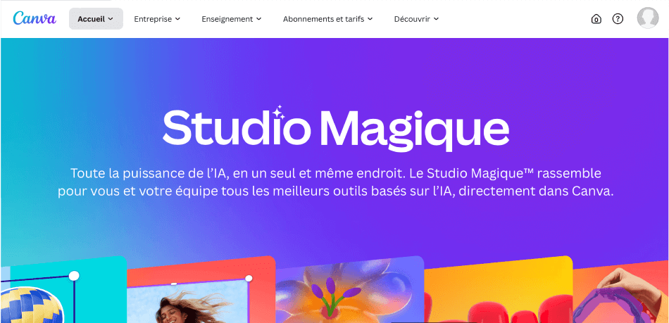 Canva Magic Studio s'appuie sur l'IA pour vous assister dans la conception graphique.