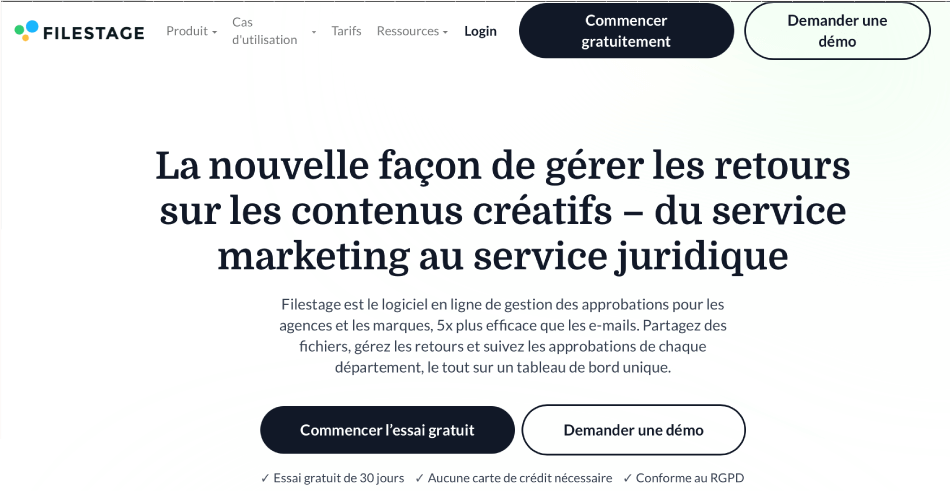 Filestage - Pour recevoir des retours sur le contenu transféré